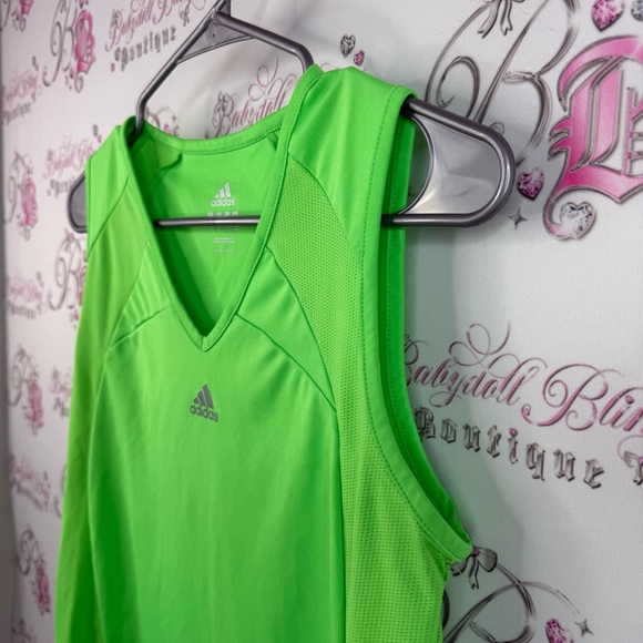 Adidas tank top stretchy, soft, neon, green Women's Vibrant Lime Tank Top - Picture 4 of 10